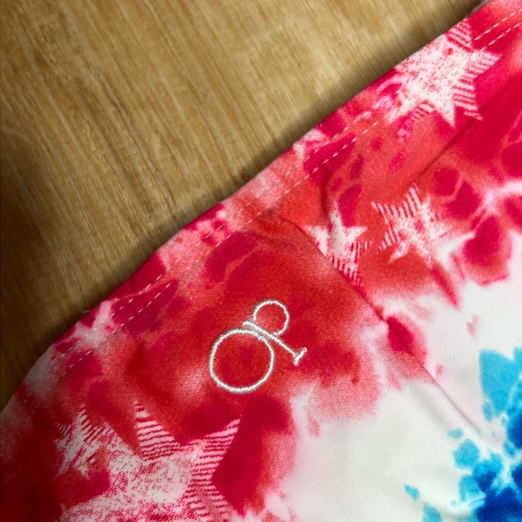 OCEAN PACIFIC red, white, blue tie dye string tie bikini bottoms. - Picture 3 of 4